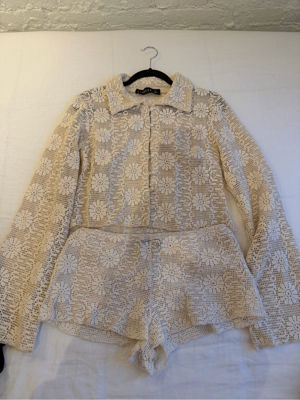 Lioness Crochet Lace Two-Piece Set in Cream
